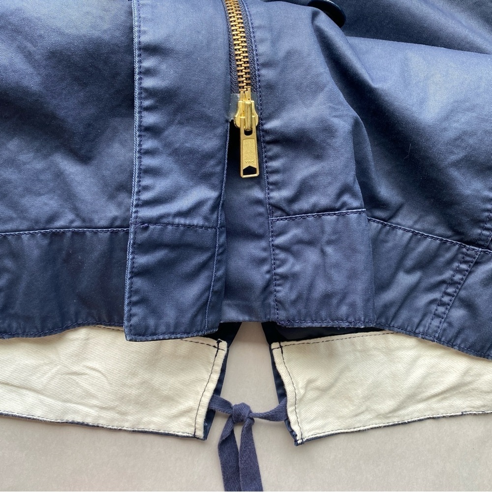 J.Crew Navy Blue Waxed Cotton Nylon Oversized Waterproof Rain Field Jacket M - Picture 10 of 16